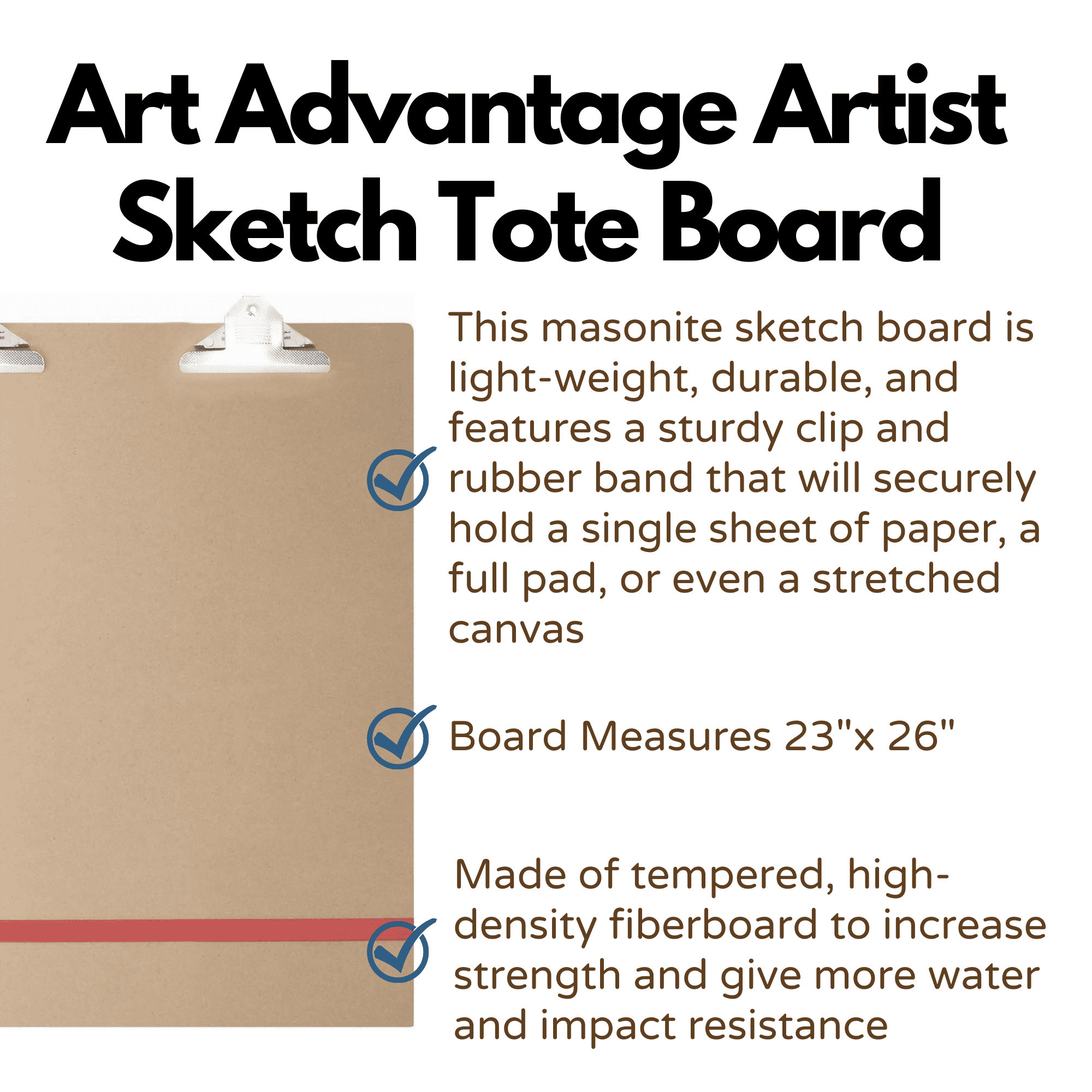 Amazon.com: 2 Pack 18 x 18 Inch Artist Sketch Tote Board MDF Drawing Board  with Clips and Handle Art Boards Supplies for Drawing Painting Classroom  Studio or Field Use